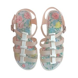 Call It Spring Jelly Sandals Size 6.5 Pink White Floral